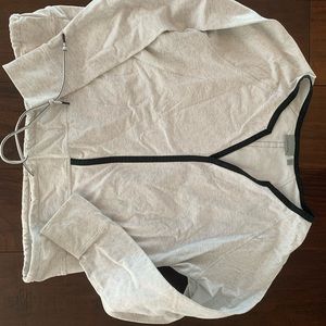 {Athleta} Gray Sentry Tie-Waist Sweatshirt, Long Sleeve, Drawstring, Size XL